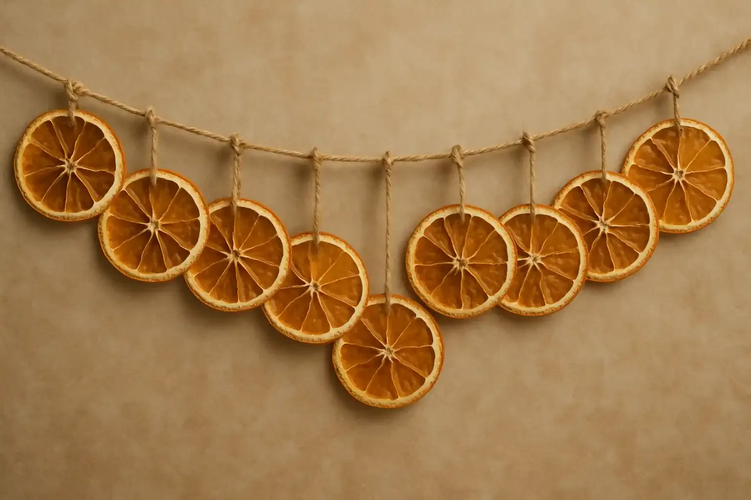 Girlande aus getrockneten Orangenscheiben