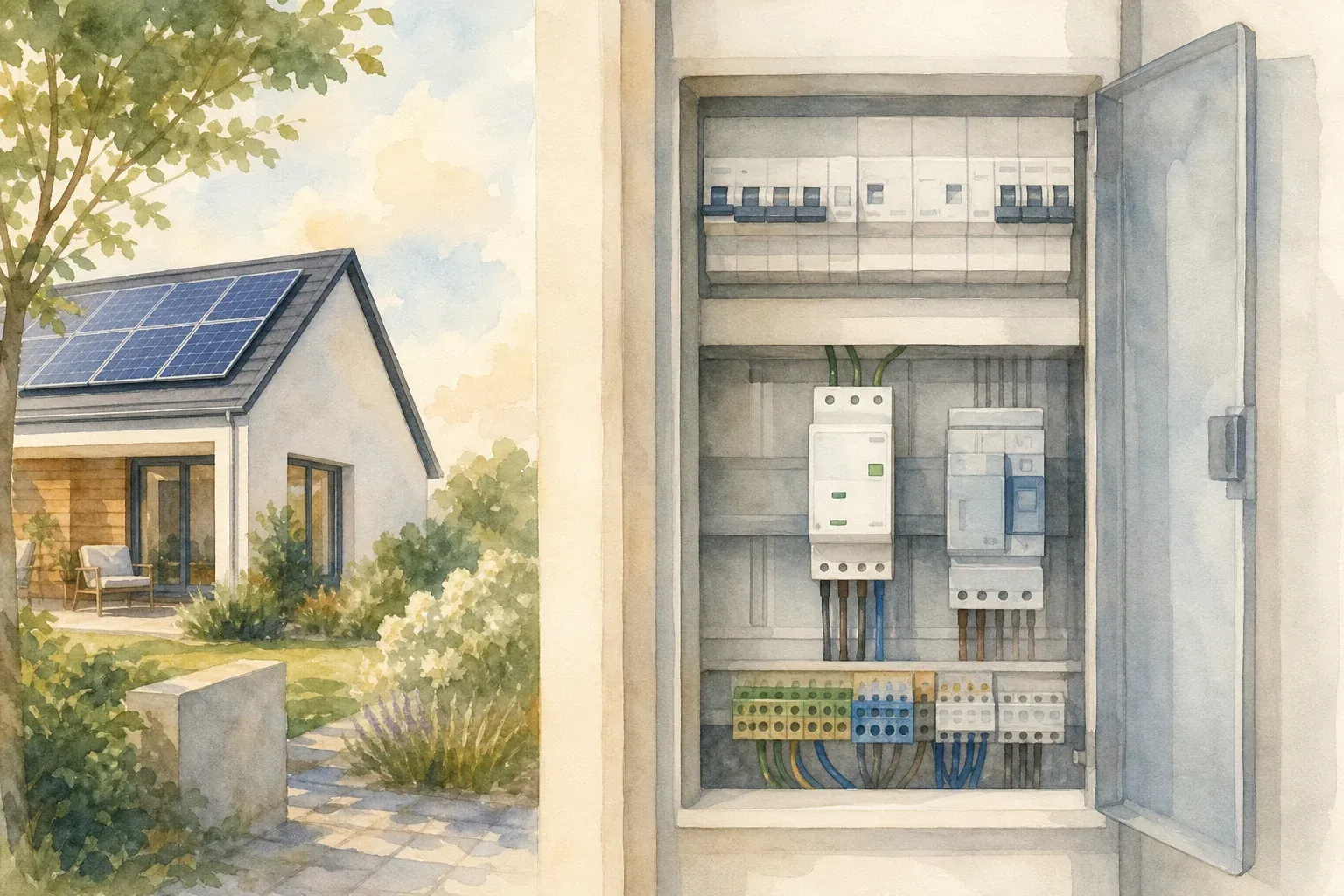 NA-Schutz einer Photovoltaikanlage als Schaltgerät im Zählerschrank eines Einfamilienhauses